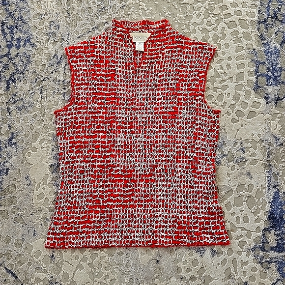 Sleeveless top. Casual Corner annex. Medium. Red and white. - Picture 2 of 5